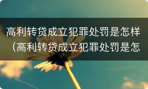 高利转贷成立犯罪处罚是怎样（高利转贷成立犯罪处罚是怎样计算的）