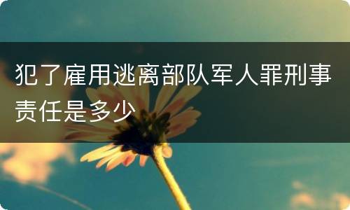 犯了雇用逃离部队军人罪刑事责任是多少