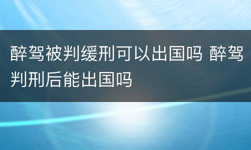 醉驾被判缓刑可以出国吗 醉驾判刑后能出国吗