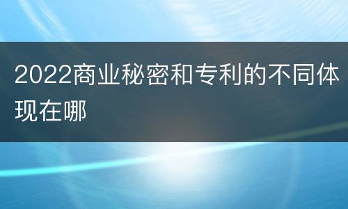 2022商业秘密和专利的不同体现在哪
