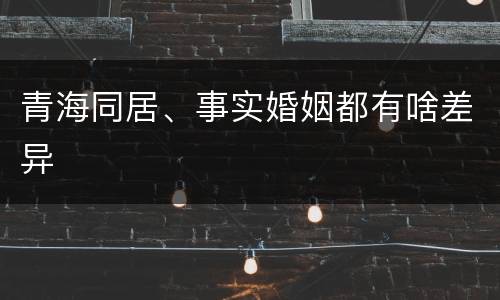 青海同居、事实婚姻都有啥差异