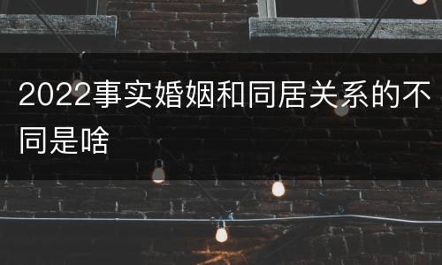 2022事实婚姻和同居关系的不同是啥