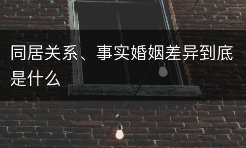 同居关系、事实婚姻差异到底是什么