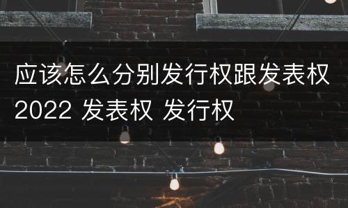 应该怎么分别发行权跟发表权2022 发表权 发行权