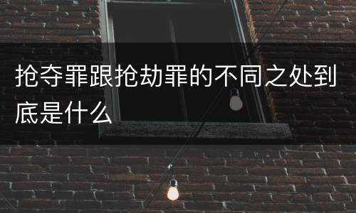 抢夺罪跟抢劫罪的不同之处到底是什么