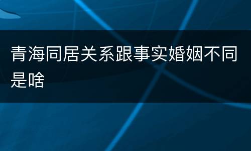 青海同居关系跟事实婚姻不同是啥