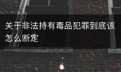 关于非法持有毒品犯罪到底该怎么断定