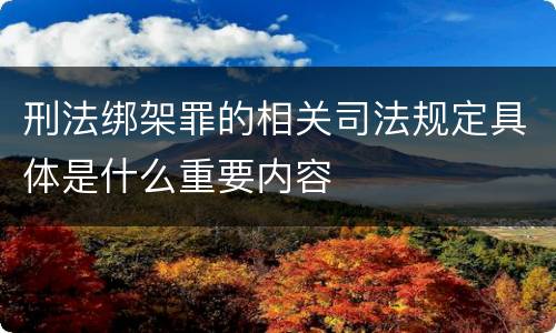 刑法绑架罪的相关司法规定具体是什么重要内容
