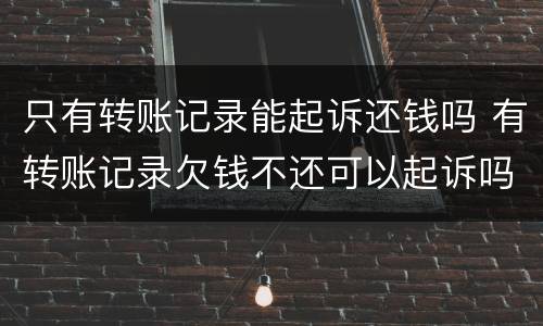 只有转账记录能起诉还钱吗 有转账记录欠钱不还可以起诉吗