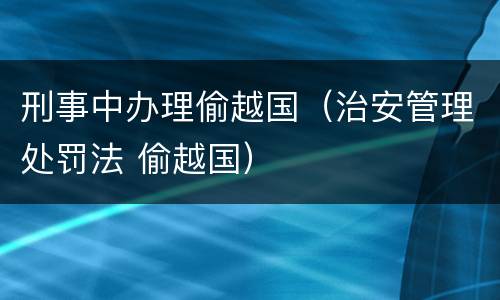 刑事中办理偷越国（治安管理处罚法 偷越国）