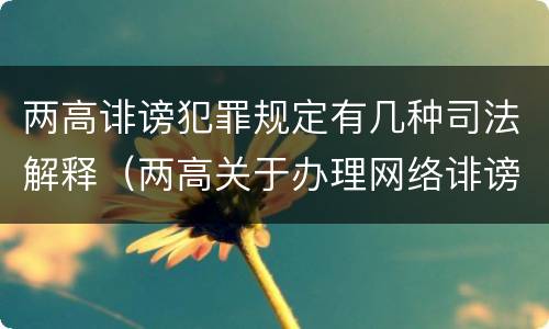 两高诽谤犯罪规定有几种司法解释（两高关于办理网络诽谤等刑事案件司法解释）