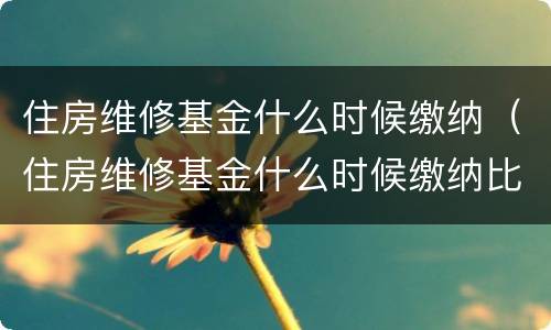 住房维修基金什么时候缴纳（住房维修基金什么时候缴纳比较好）