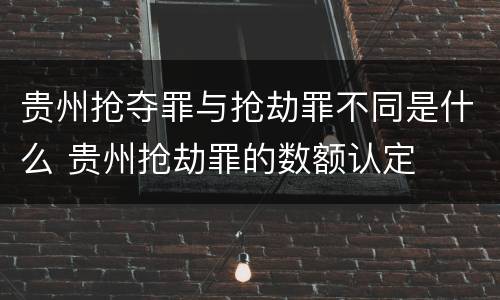 贵州抢夺罪与抢劫罪不同是什么 贵州抢劫罪的数额认定