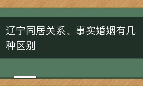辽宁同居关系、事实婚姻有几种区别