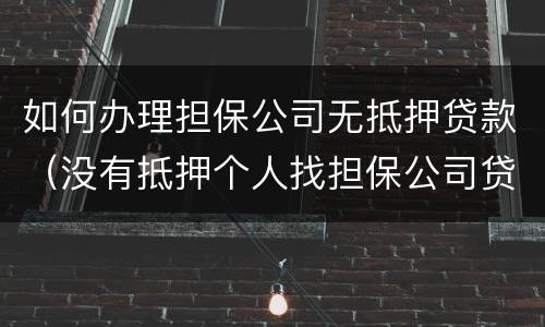 如何办理担保公司无抵押贷款（没有抵押个人找担保公司贷款）