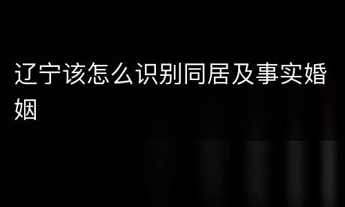 辽宁该怎么识别同居及事实婚姻