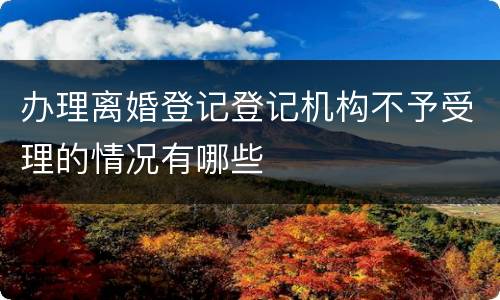 办理离婚登记登记机构不予受理的情况有哪些