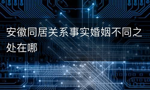 安徽同居关系事实婚姻不同之处在哪