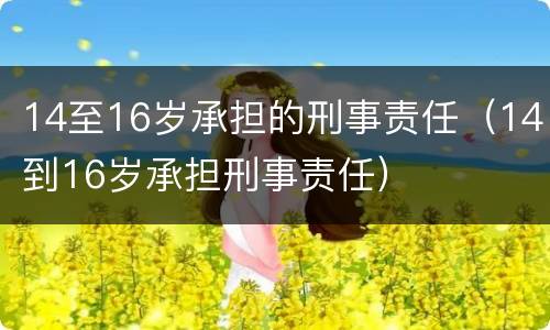 14至16岁承担的刑事责任（14到16岁承担刑事责任）