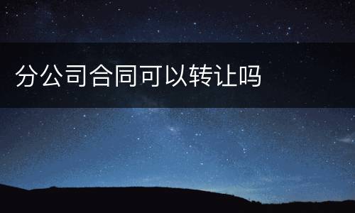 分公司合同可以转让吗