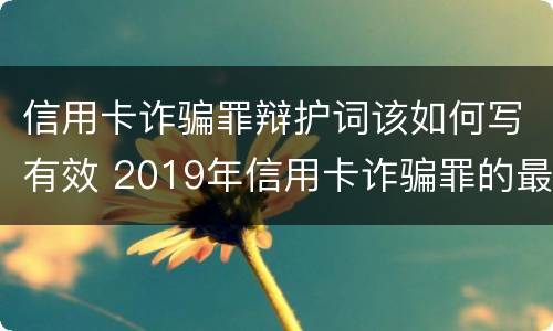 信用卡诈骗罪辩护词该如何写有效 2019年信用卡诈骗罪的最新立案标准