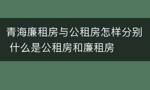 青海廉租房与公租房怎样分别 什么是公租房和廉租房