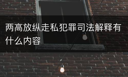 两高放纵走私犯罪司法解释有什么内容