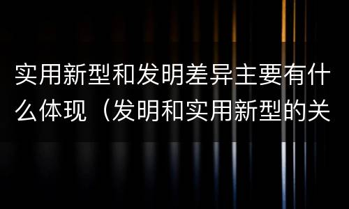 实用新型和发明差异主要有什么体现（发明和实用新型的关系）