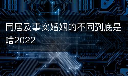 同居及事实婚姻的不同到底是啥2022