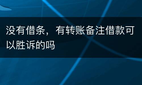 没有借条，有转账备注借款可以胜诉的吗