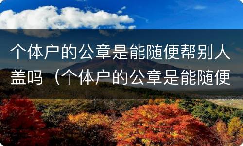 个体户的公章是能随便帮别人盖吗（个体户的公章是能随便帮别人盖吗安全吗）
