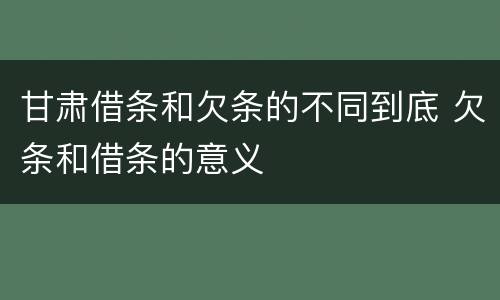 甘肃借条和欠条的不同到底 欠条和借条的意义