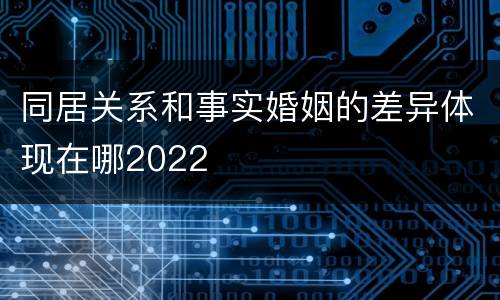 同居关系和事实婚姻的差异体现在哪2022