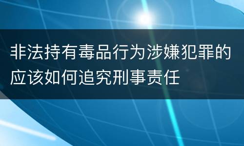 非法持有毒品行为涉嫌犯罪的应该如何追究刑事责任