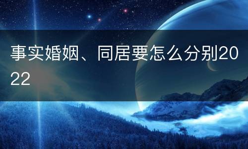 事实婚姻、同居要怎么分别2022
