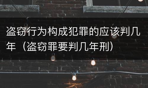 盗窃行为构成犯罪的应该判几年（盗窃罪要判几年刑）