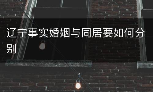 辽宁事实婚姻与同居要如何分别