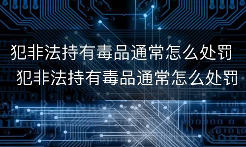 犯非法持有毒品通常怎么处罚 犯非法持有毒品通常怎么处罚呢