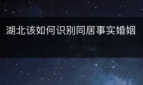 湖北该如何识别同居事实婚姻