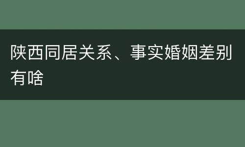 陕西同居关系、事实婚姻差别有啥