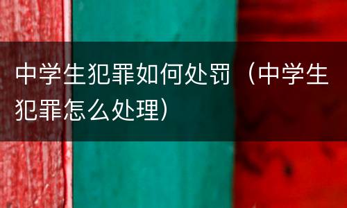 中学生犯罪如何处罚（中学生犯罪怎么处理）