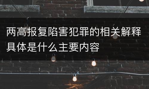两高报复陷害犯罪的相关解释具体是什么主要内容