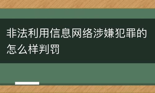 非法利用信息网络涉嫌犯罪的怎么样判罚