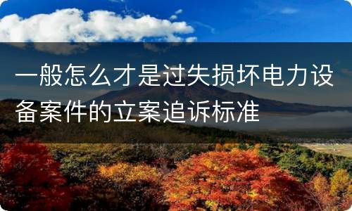 一般怎么才是过失损坏电力设备案件的立案追诉标准