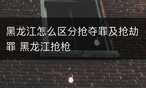 黑龙江怎么区分抢夺罪及抢劫罪 黑龙江抢枪