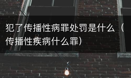 犯了传播性病罪处罚是什么（传播性疾病什么罪）