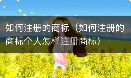 如何注册的商标（如何注册的商标个人怎样注册商标）