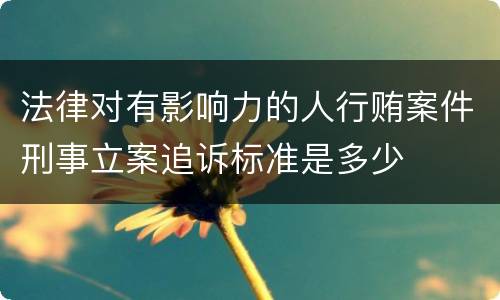 法律对有影响力的人行贿案件刑事立案追诉标准是多少