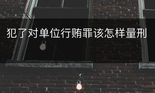 犯了对单位行贿罪该怎样量刑