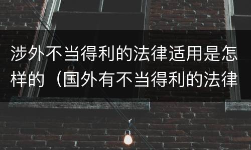 涉外不当得利的法律适用是怎样的（国外有不当得利的法律吗）